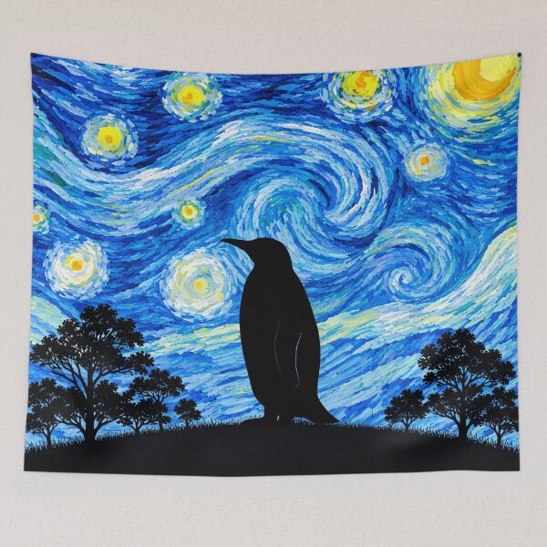 Item preview, Funny Penguin Starry Night Painting Moon Star Zoo Boys Girls designed and sold by FurryHavenPH.
