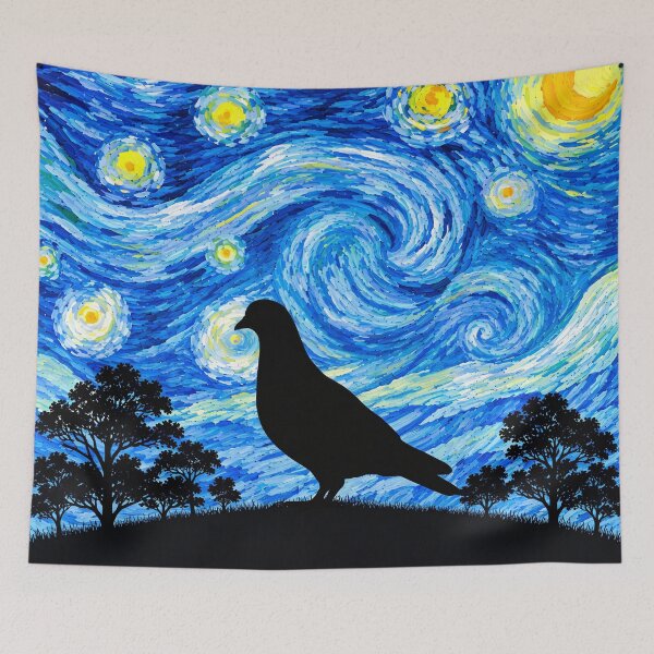 Item preview, Funny Pigeon Starry Night Painting Moon Star Zoo Boys Girls designed and sold by FurryHavenPH.