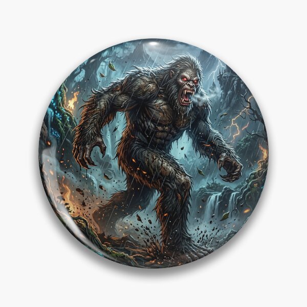Item preview, Angry Sasquatch Roaring in a Rainy Night Woods designed and sold by Lucid Dream Pixel.