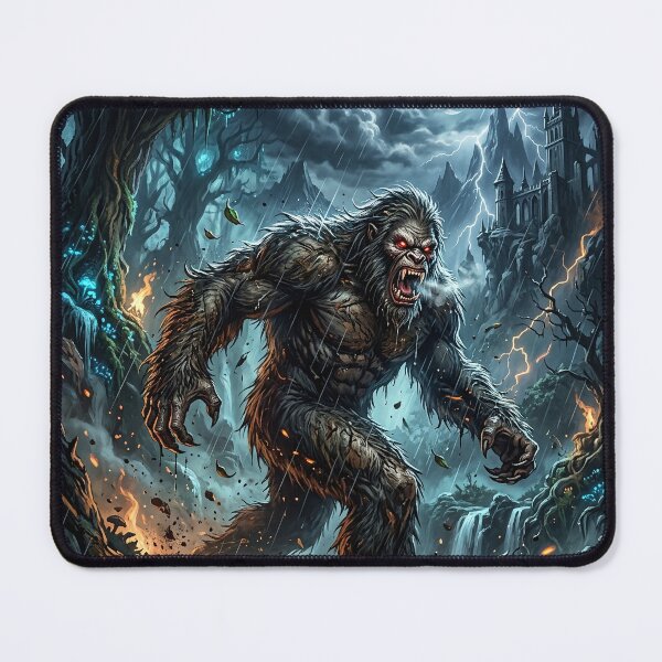 Item preview, Angry Sasquatch Roaring in a Rainy Night Woods designed and sold by Lucid Dream Pixel.