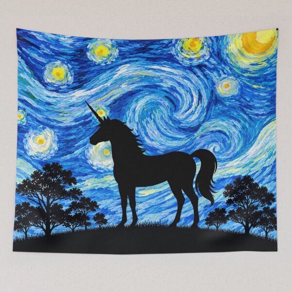 Item preview, Funny Unicorn Starry Night Painting Moon Star Zoo Boys Girls designed and sold by FurryHavenPH.