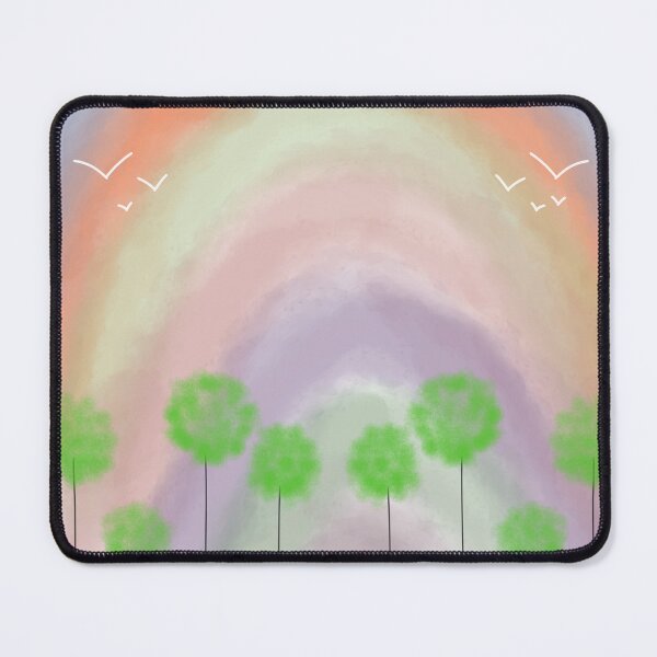 Item preview, Rainbow sky trees and birds landscape illustration designed and sold by Bywithrose instant studio.