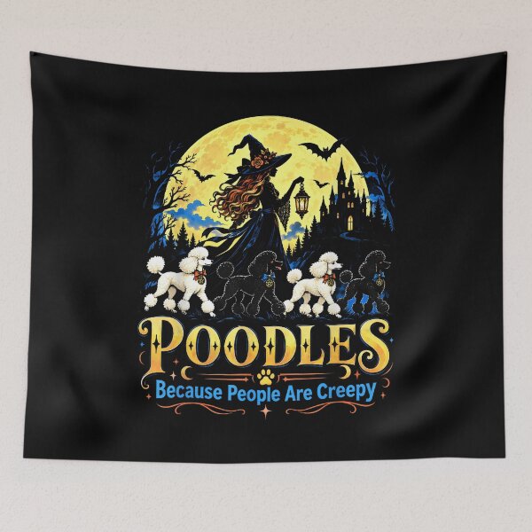 Item preview, Halloween Witch Walking Poodles Beneath Full Moon designed and sold by NoeValdric.