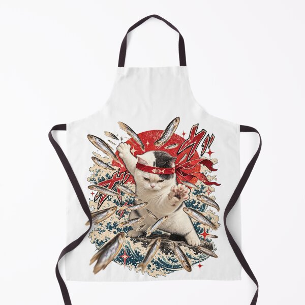 Item preview, Fishing Cat Vintage Japanese Wave – Funny Cat & Sardine Retro  designed and sold by Xupomustore.