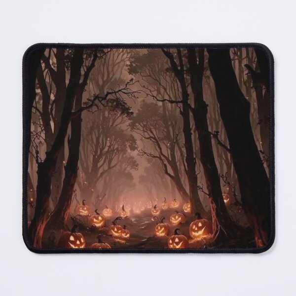 Item preview, Spooky Halloween Forest Path — Glowing Jack O Lantern Pumpkins Landscape Art designed and sold by LYAN-STORE.