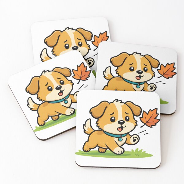 Item preview, A dog is chasing after leaves that have blown across the lawn. designed and sold by THITIMON2527.