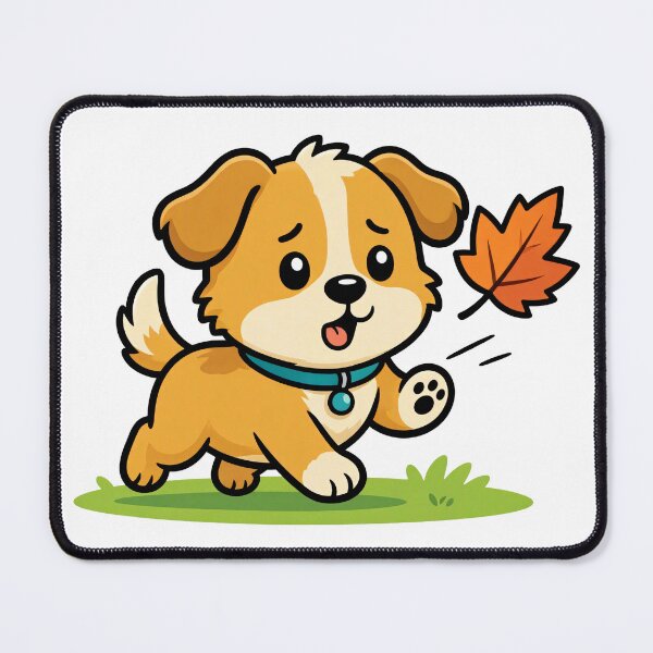 Item preview, A dog is chasing after leaves that have blown across the lawn. designed and sold by THITIMON2527.