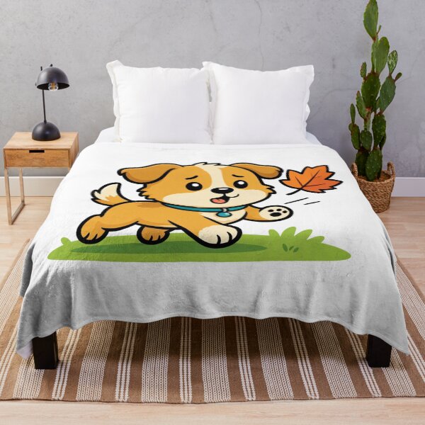Item preview, A dog is chasing after leaves that have blown across the lawn. designed and sold by THITIMON2527.