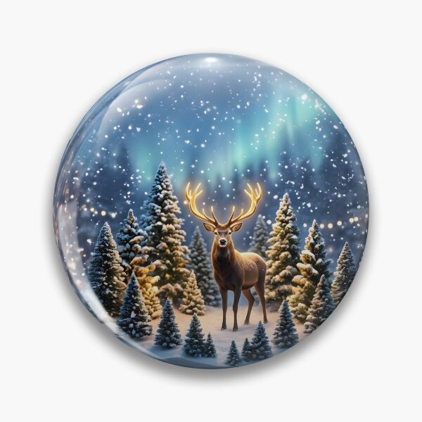 Item preview, Snow Globe Deer Winter Wonderland Christmas Forest Aurora designed and sold by Sybille-Yates.