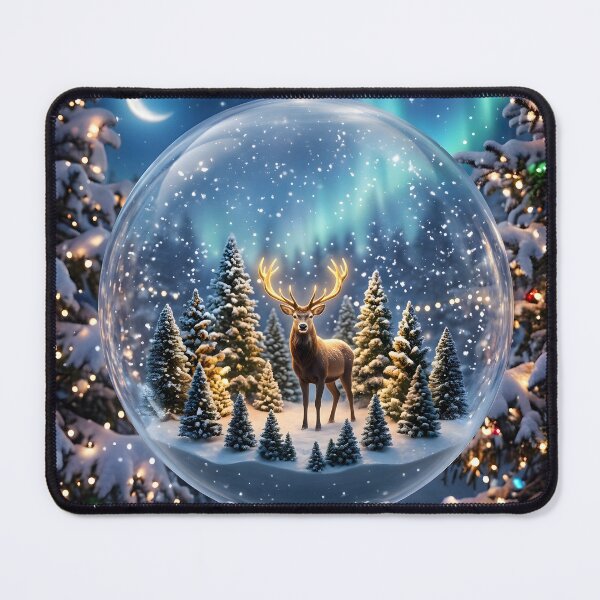 Item preview, Snow Globe Deer Winter Wonderland Christmas Forest Aurora designed and sold by Sybille-Yates.