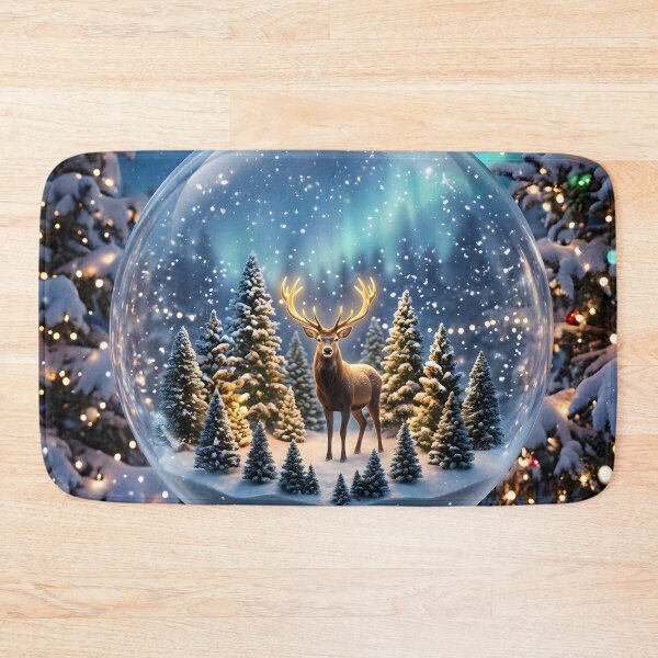 Item preview, Snow Globe Deer Winter Wonderland Christmas Forest Aurora designed and sold by Sybille-Yates.