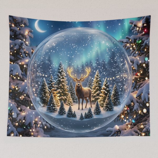 Item preview, Snow Globe Deer Winter Wonderland Christmas Forest Aurora designed and sold by Sybille-Yates.