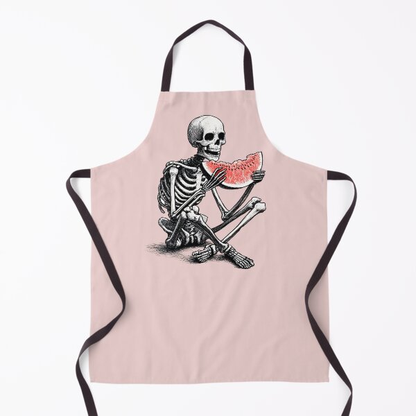 Item preview, Skeleton Eating Watermelon Slice Linocut  designed and sold by Lady-K-.