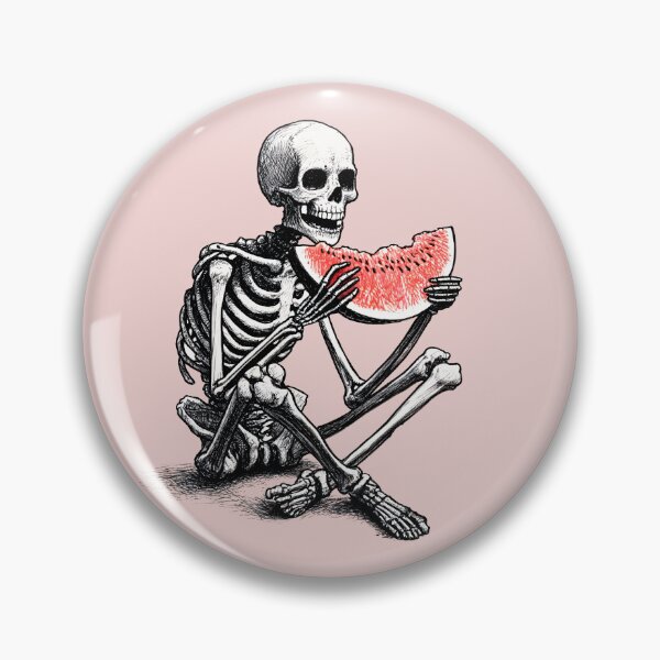 Item preview, Skeleton Eating Watermelon Slice Linocut  designed and sold by Lady-K-.