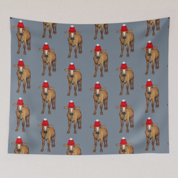 Item preview, Brown Calf with Red Winter Hat, Toque designed and sold by JoyfulWhimsy.