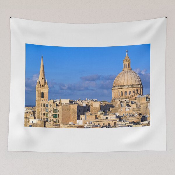 Item preview, Valletta skyline with Basilica of Our Lady of Mount Carmel and St Paul's Pro-Cathedral designed and sold by goceris.