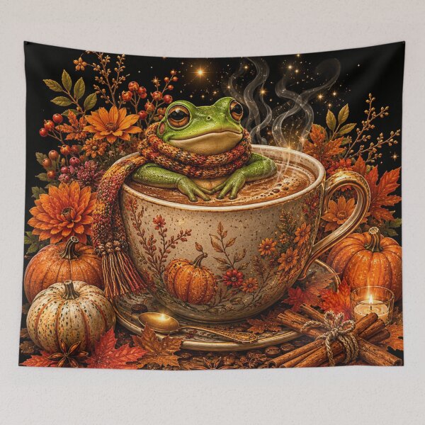 Item preview, Cozy Frog Coffee Autumn designed and sold by ASWIN STUDIO.