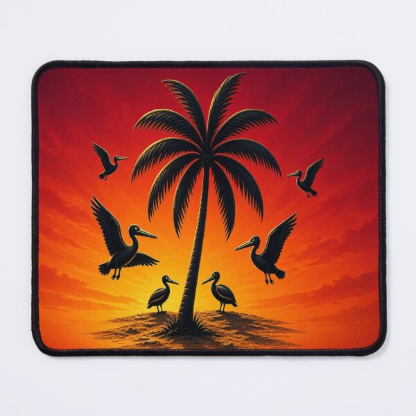 Item preview, Vintage Tropical Sunset Pelican Emblem designed and sold by Breezes-of-Ida.