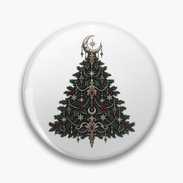 Item preview, Gothic Christmas Tree Crescent Moon Celestial Holiday Art designed and sold by Corvoria.