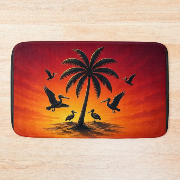 Item preview, Vintage Tropical Sunset Pelican Emblem designed and sold by Breezes-of-Ida.