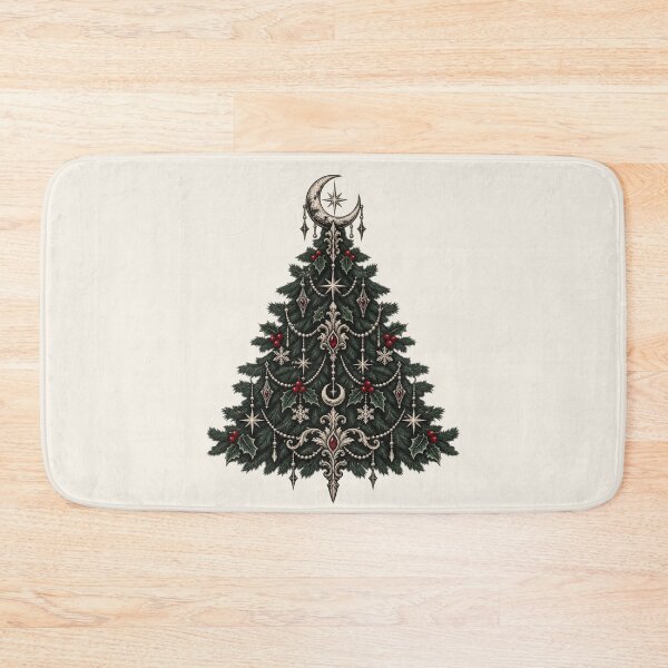 Item preview, Gothic Christmas Tree Crescent Moon Celestial Holiday Art designed and sold by Corvoria.