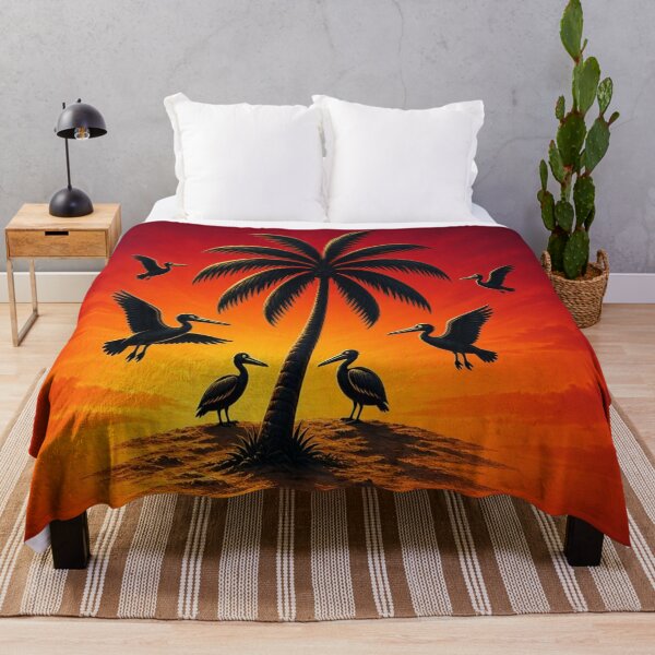 Item preview, Vintage Tropical Sunset Pelican Emblem designed and sold by Breezes-of-Ida.