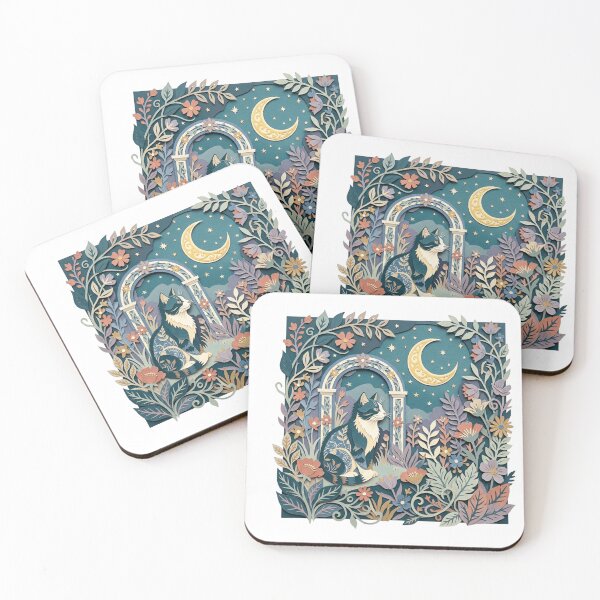 Item preview, Papercut Tuxedo Cat Botanical Garden Moon Celestial Art     designed and sold by mood-draftsman.