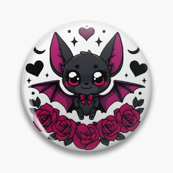 Item preview, Cute Gothic Bat | Kawaii Vampire Bat With Pink Eyes & Roses designed and sold by dreamz-world.