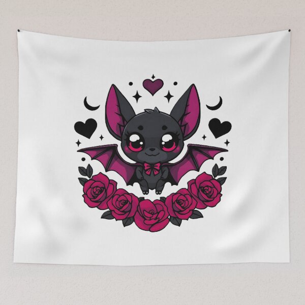 Item preview, Cute Gothic Bat | Kawaii Vampire Bat With Pink Eyes & Roses designed and sold by dreamz-world.