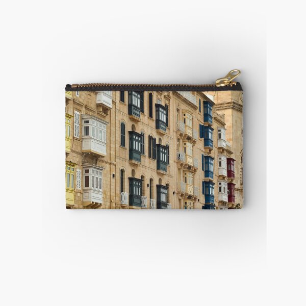 Item preview, Traditional colorful wooden balconies on historic limestone buildings in Valletta Malta designed and sold by goceris.