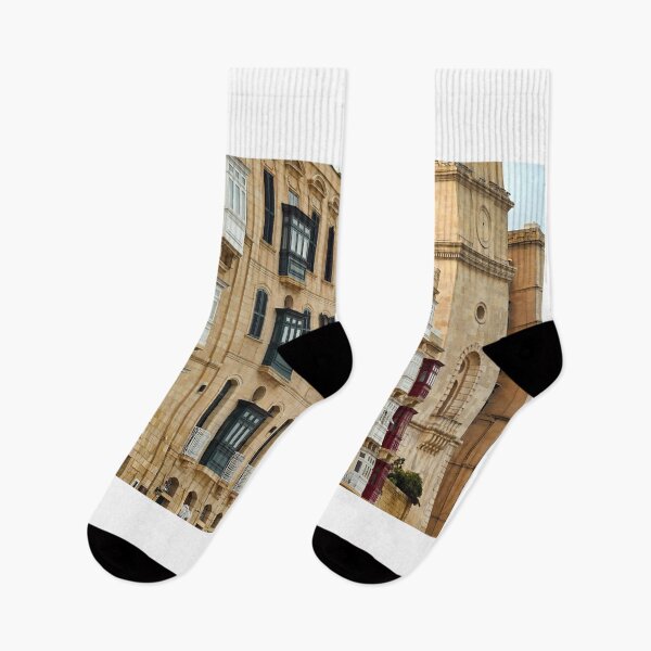 Item preview, Traditional colorful wooden balconies on historic limestone buildings in Valletta Malta designed and sold by goceris.