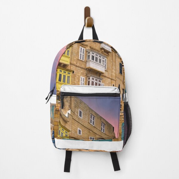 Item preview, Traditional colorful balconies and St Paul's Pro-Cathedral spire in Valletta at sunset designed and sold by goceris.