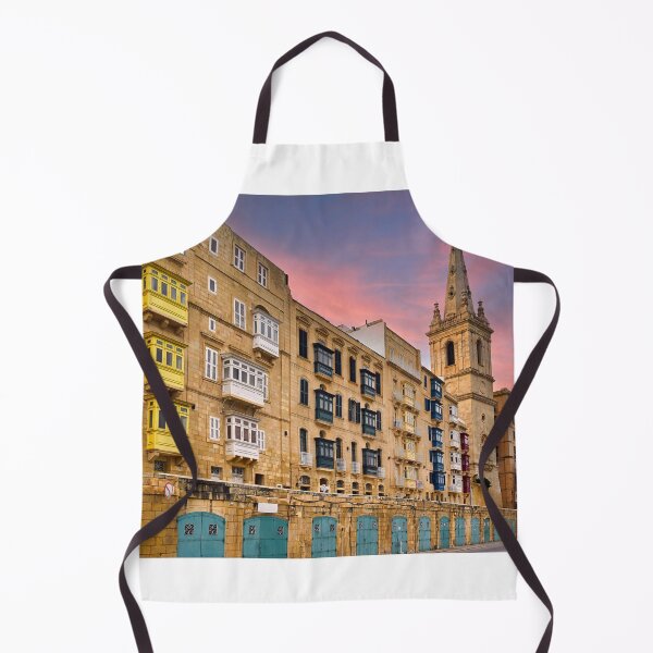 Item preview, Traditional colorful balconies and St Paul's Pro-Cathedral spire in Valletta at sunset designed and sold by goceris.