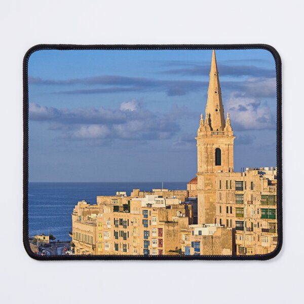 Item preview, St Paul's Pro-Cathedral tower and coastal fortifications of Valletta at sunset designed and sold by goceris.