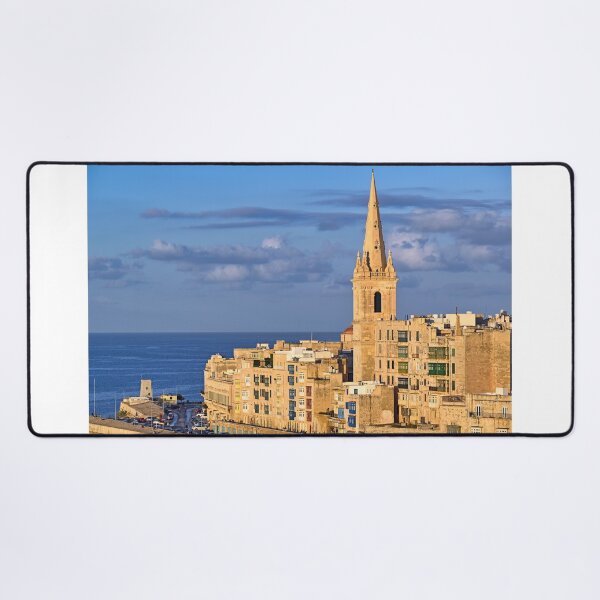 Item preview, St Paul's Pro-Cathedral tower and coastal fortifications of Valletta at sunset designed and sold by goceris.