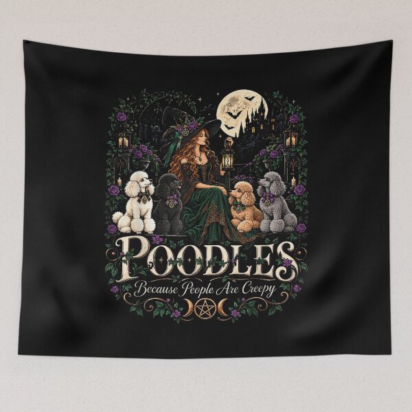 Item preview, Gothic Witch and Poodles in Moonlit Garden designed and sold by NoeValdric.