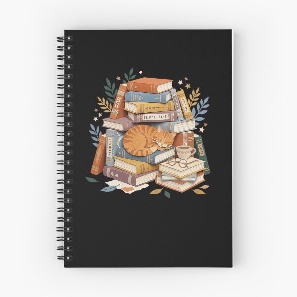 Item preview, Cozy Sleeping Orange Cat on Vintage Book Stack Bookish Art  designed and sold by mood-draftsman.