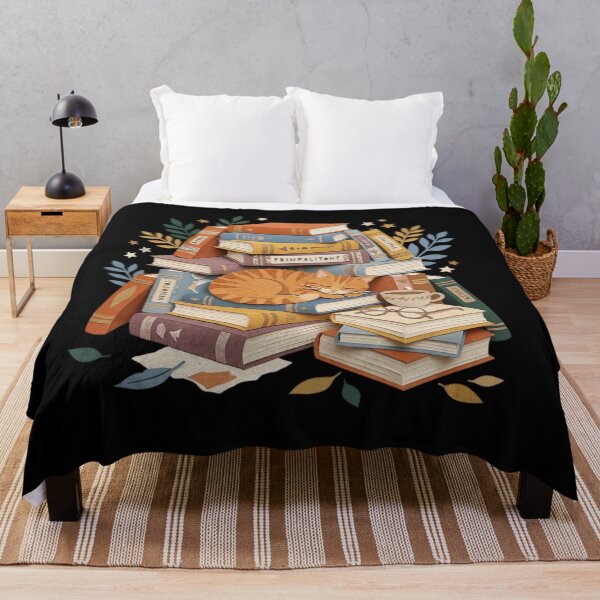 Item preview, Cozy Sleeping Orange Cat on Vintage Book Stack Bookish Art  designed and sold by mood-draftsman.