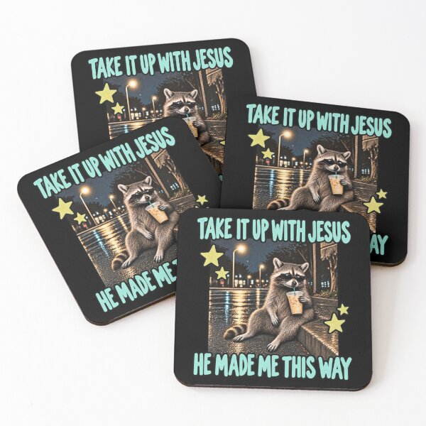 Item preview, Christian Raccoon - Take It Up With Jesus - Christian Raccoon Jesus - He Made Me This Way designed and sold by cleanframe.