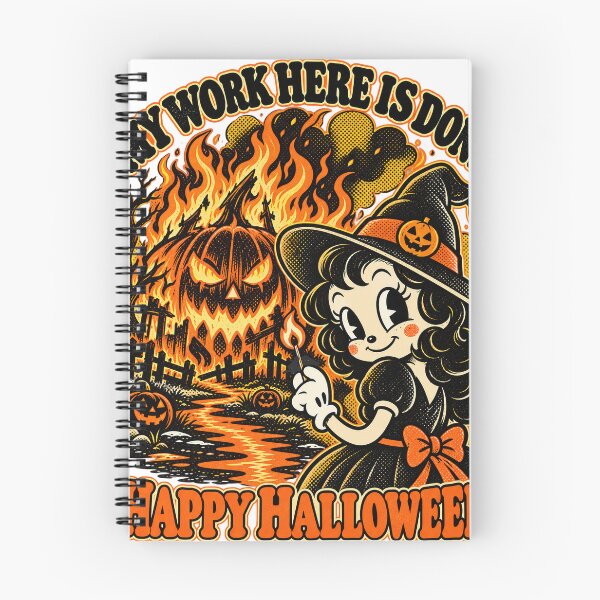 Item preview, My Work Here Is Done Retro Witch Halloween T-Shirt Design designed and sold by KIDEnia.