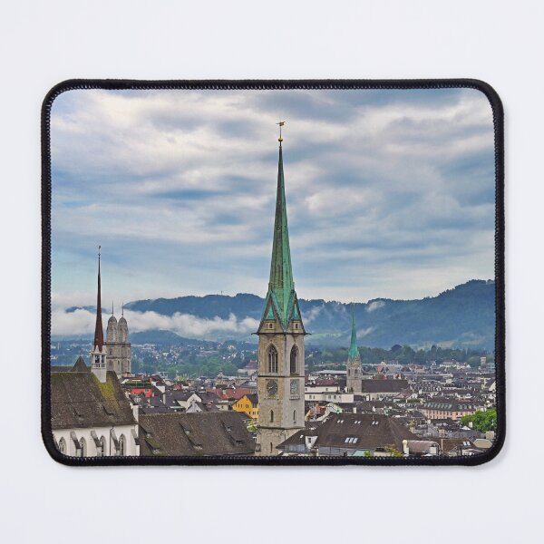 Item preview, Panoramic skyline of Zurich with Predigerkirche, Grossmunster and St Peter church towers designed and sold by goceris.
