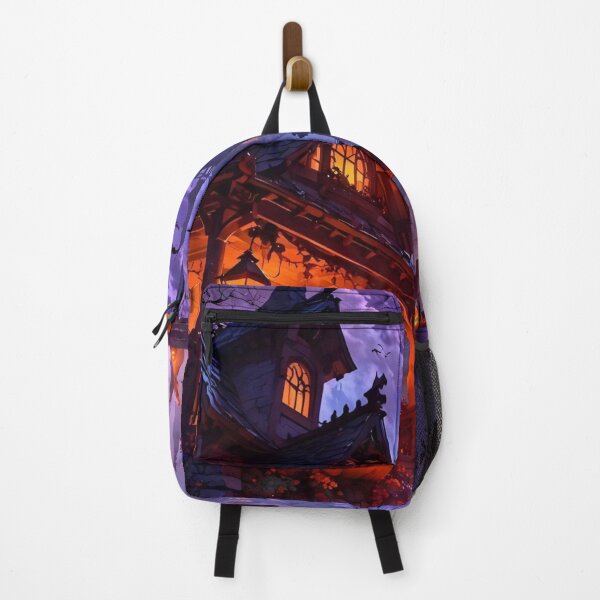 Item preview, Spooky Halloween Town Street — Glowing Pumpkins & Haunted Castle Night Art designed and sold by LYAN-STORE.