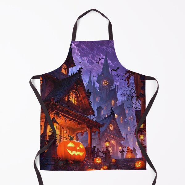 Item preview, Spooky Halloween Town Street — Glowing Pumpkins & Haunted Castle Night Art designed and sold by LYAN-STORE.