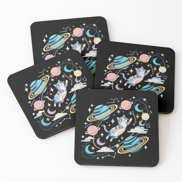 Item preview, Celestial Space Cat Floating Among Planets and Constellations Art  designed and sold by mood-draftsman.