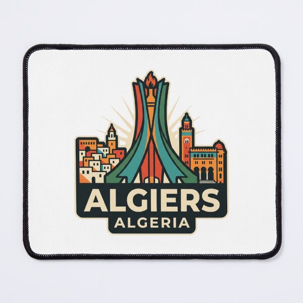 Item preview, Unique Algiers Algeria Skyline Badge, Maqam Echahid Martyrs Memorial & Historic Casbah Emblem designed and sold by raedattia.