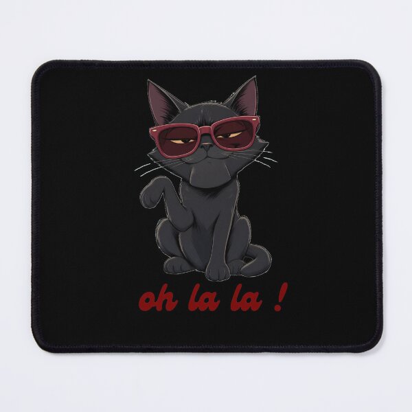 Item preview, oh la la cool black cat red sunglasses French typography designed and sold by stileepensieri.