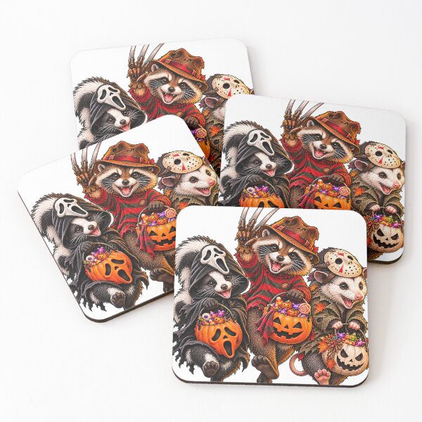 Item preview, Trick or Treat Trio - Halloween Horror Movie Animals Skunk Raccoon Opossum T-Shirt Design designed and sold by KIDEnia.