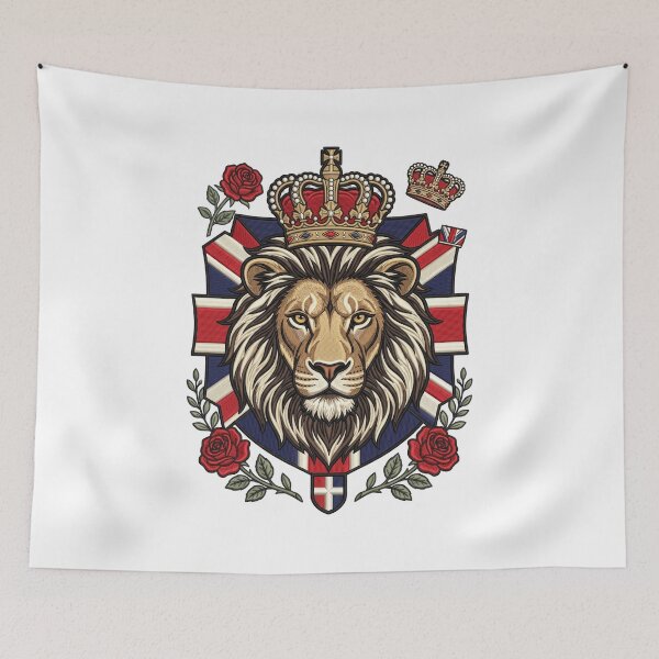 Item preview, UK Lion British Flag National Animal Artwork designed and sold by ArtDesignTp.