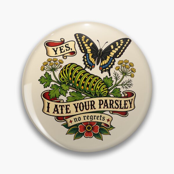 Item preview, Black Swallowtail Caterpillar Parsley Tattoo Flash Butterfly Garden designed and sold by shifumart.