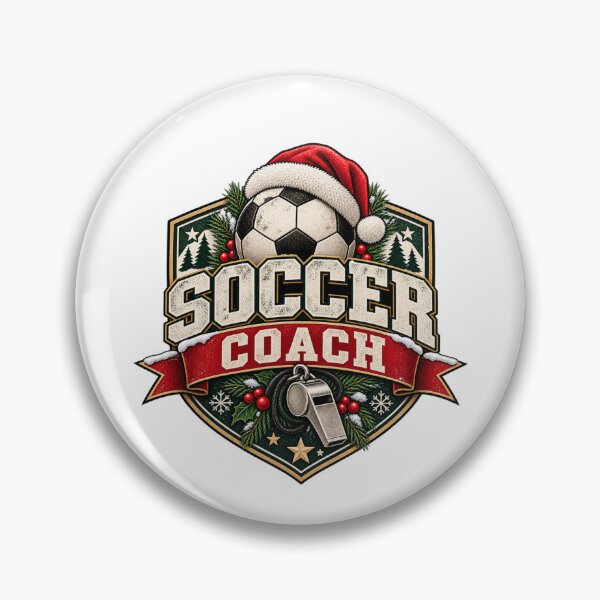 Item preview, Soccer Coach Christmas Gift Festive Soccer Ball Holiday Badge designed and sold by Corvoria.